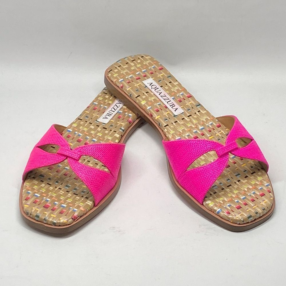 Aquazzura Villette Textile Flat Sandals size 38